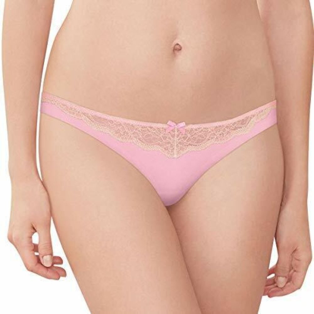 Maidenform Ice Pink Comfort Devotion Lace Trim Thong 40149 6 8 9
